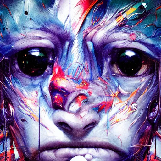 Image similar to portrait of Star Fox, cameras, melting ,8k,by tristan eaton,Stanley Artgermm,Tom Bagshaw,Greg Rutkowski,Carne Griffiths, Ayami Kojima, Beksinski, Giger,trending on DeviantArt,face enhance,hyper detailed,minimalist,cybernetic, android, blade runner,full of colour