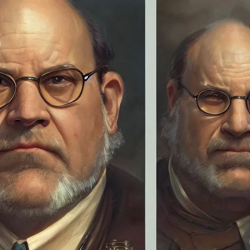 Image similar to george costanza as a realistic d & d fantasy character, closeup portrait art by donato giancola and greg rutkowski, vintage retro, realistic face, digital art, trending on artstation, symmetry!!