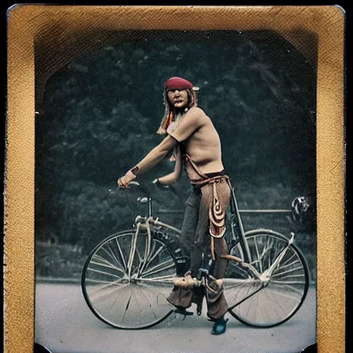 Prompt: 1970s Polaroid photo of a pirate on a bicycle, ultra realistic, cinematic, octane rendered, 8k, highly detailed, moody, photography, Polaroid