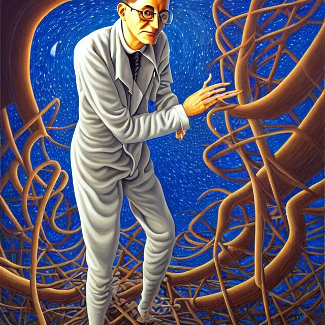 Prompt: an oil on canvas portrait painting of max stirner, surrealism, surrealist, cosmic horror, rob gonsalves, high detail