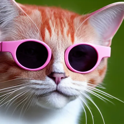 Prompt: a pink cat with sunglass