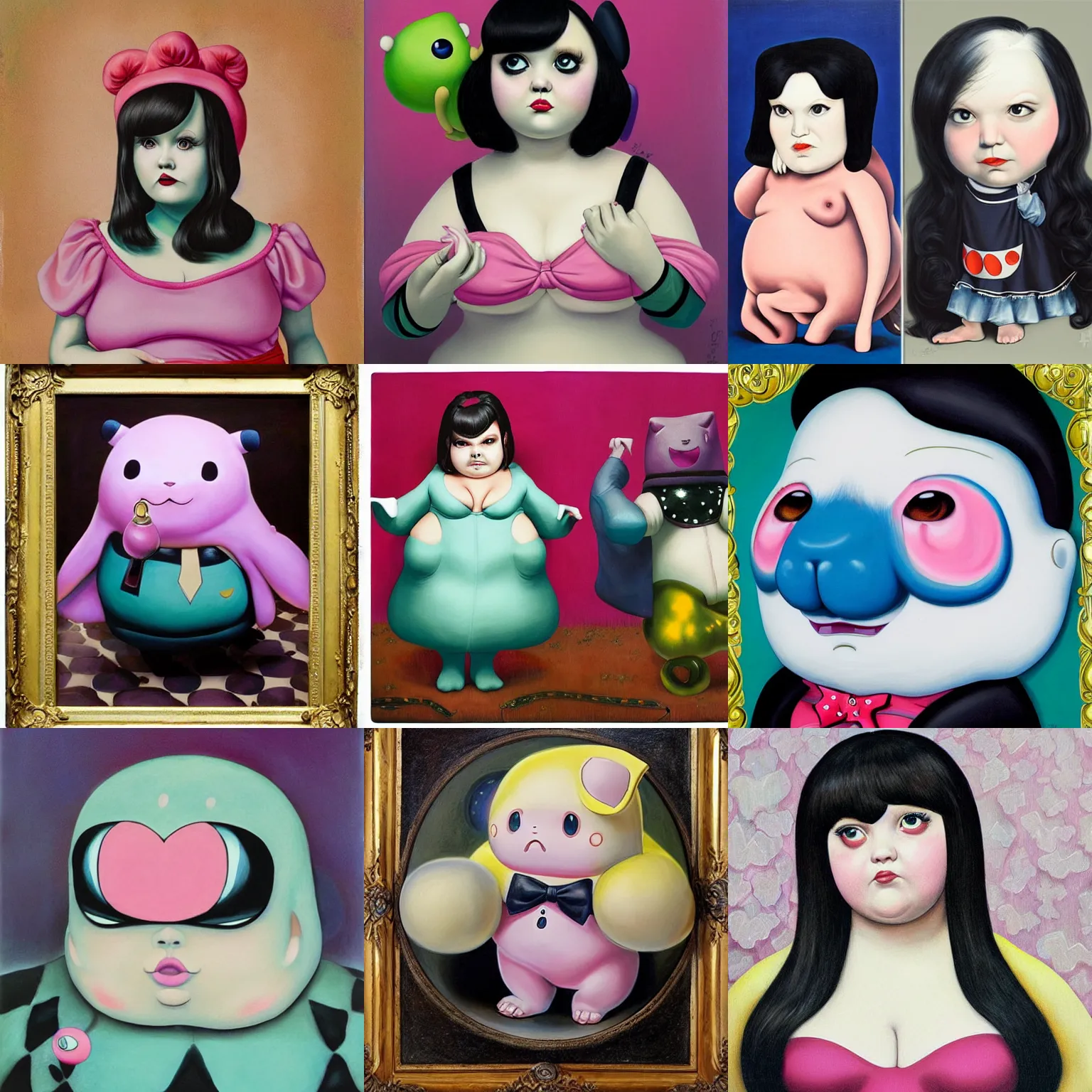 Prompt: ditto pokemon cosplay by beth ditto, lowbrow painting by mark ryden