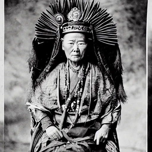 Prompt: vintage photo of a yunnan empress by edward s curtis, photo journalism, photography, cinematic, national geographic photoshoot