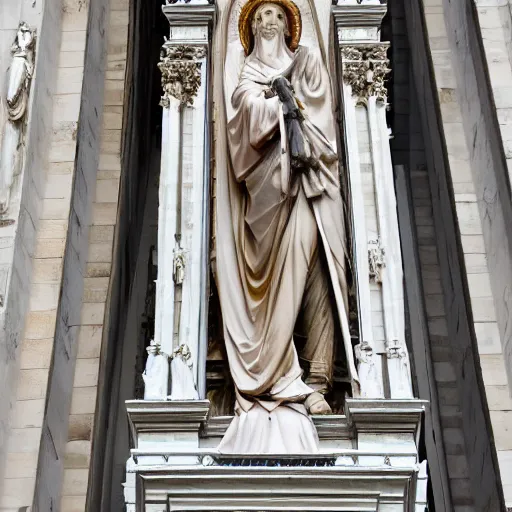 Image similar to the holy mother statue on top of the milan cathedral