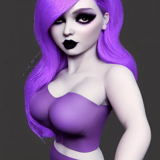 Image similar to a curvy feminine pale goth cutie with a thin waist in a tight purple-grey-white seductive sequined outfit, cgsociety, photorealistic, sublime-comforting ambience, 16k, smooth, sharp focus, trending on ArtStation, volumetric lighting, fully clothed, worksafe