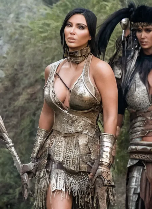 Image similar to movie still of kim kardashian as xena