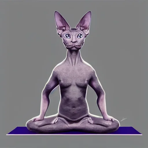 Prompt: sphynx cat doing yoga in a temple, illustration, digital art, trending on artstation