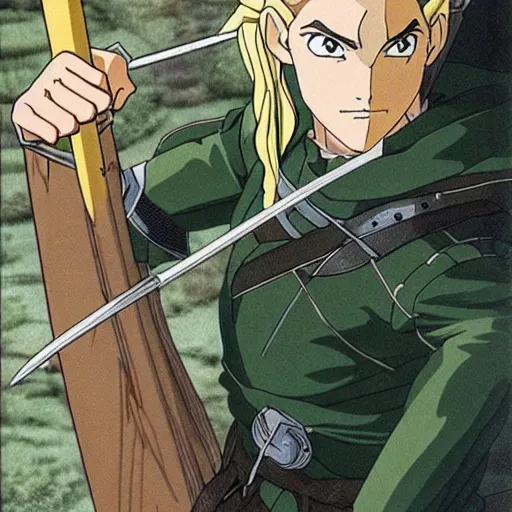 Image similar to legolas from the anime lord of the rings (1986), studio ghibli, very detailed, realistic