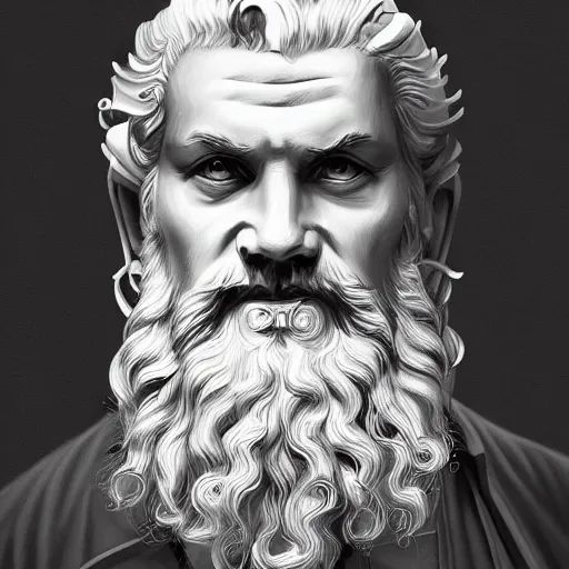 Prompt: zeus, portrait, illustration painting, detailed illustration, hd, digital art, overdetailed art, concept art, detailed, overdetailed art, concept art, trending on artstation