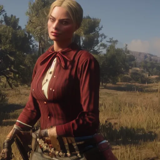 Prompt: margot robbie in red dead redemption 2, highly detailed