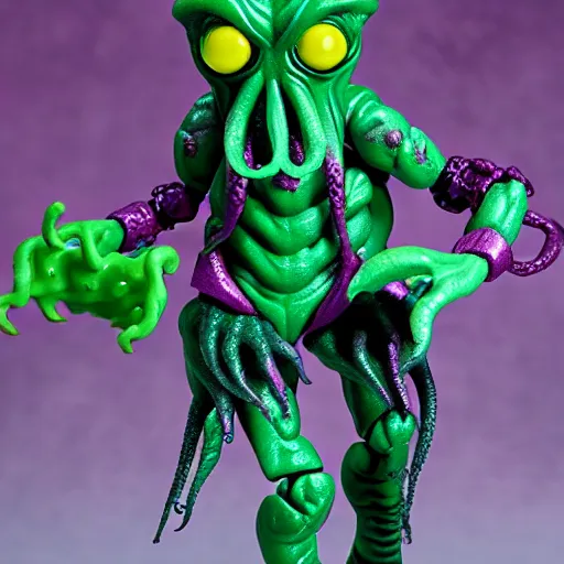 Prompt: a cthulhu monster high action figure, product shot