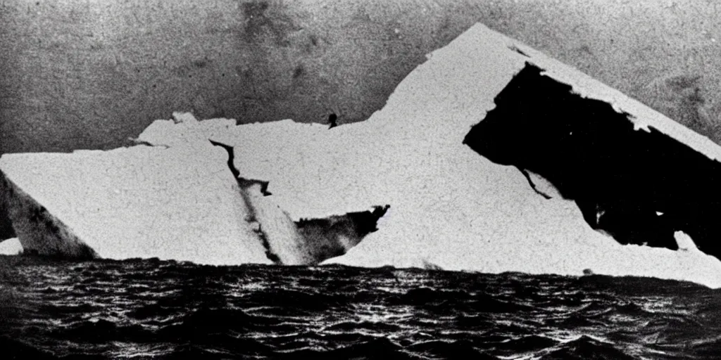 old black and white photo of the titanic crashing into | Stable ...