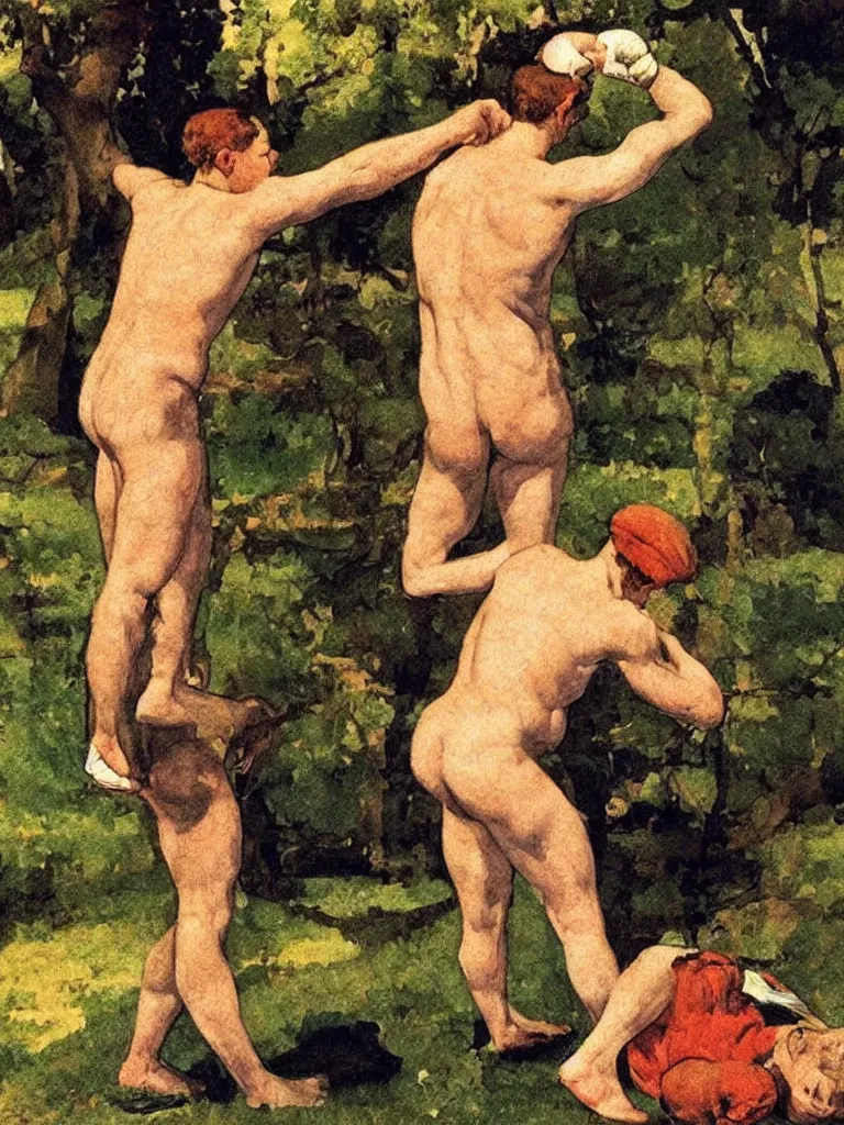 Image similar to The Boxer, by Konstantin Somov, 1933.