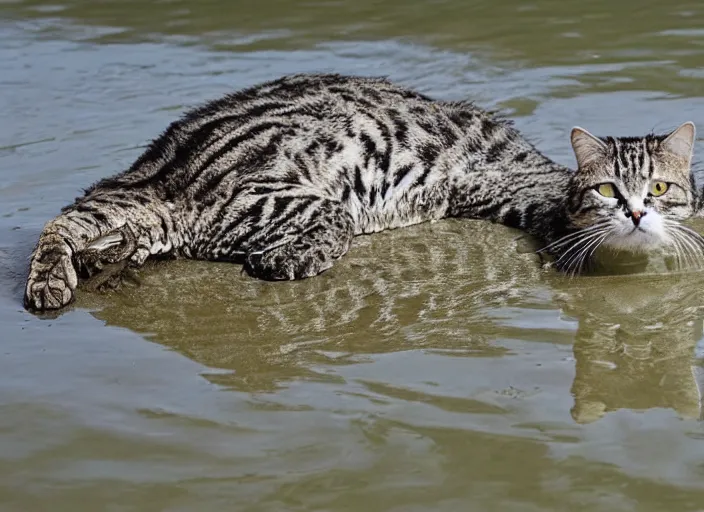 Image similar to photo of a hybrid between a crocodile and a cat