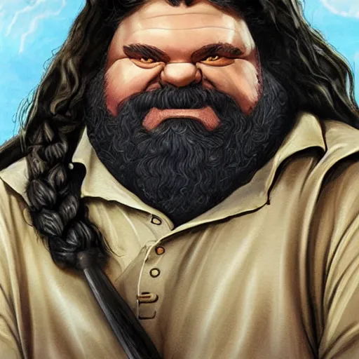 Image similar to epic very beautiful art of ps 1 hagrid