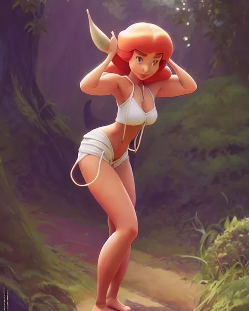 Prompt: weta disney pixar movie still pinup photo of eevvee pokemon humanisation : : as woman by pixar : : by weta, greg rutkowski, wlop, ilya kuvshinov, rossdraws, artgerm, marvel, maxim cover, latex, sweaty, iridescent, bright morning, anime, liosh, mucha : :