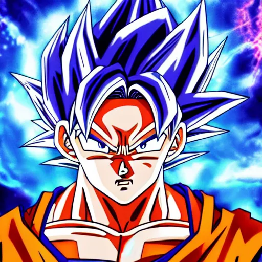 Image similar to Goku super Saiyan god, concept art, aesthetic, detailed, 8k