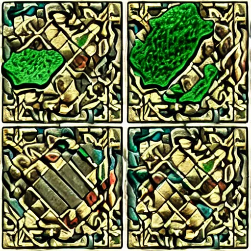 Prompt: a pack of 2. 5 d isometric tiles, high fantasy, medieval, alchemy, magical laboratory