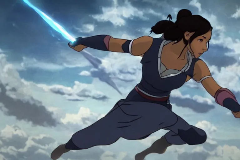 Image similar to live action film still of korra in the new fantasy movie, cinematic lighting