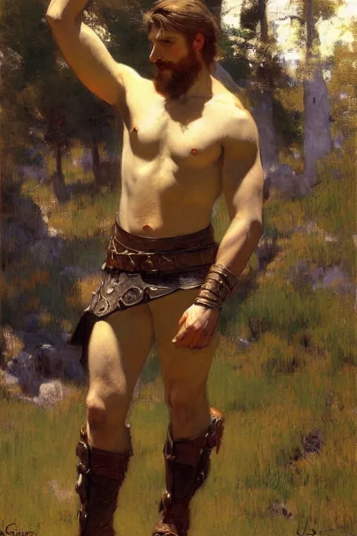 Prompt: attractive male, skyrim, painting by gaston bussiere, craig mullins, j. c. leyendecker, edgar degas