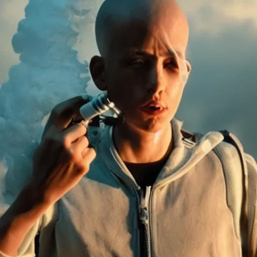 Image similar to we get it you vape, cloud vaping, chappie the robot