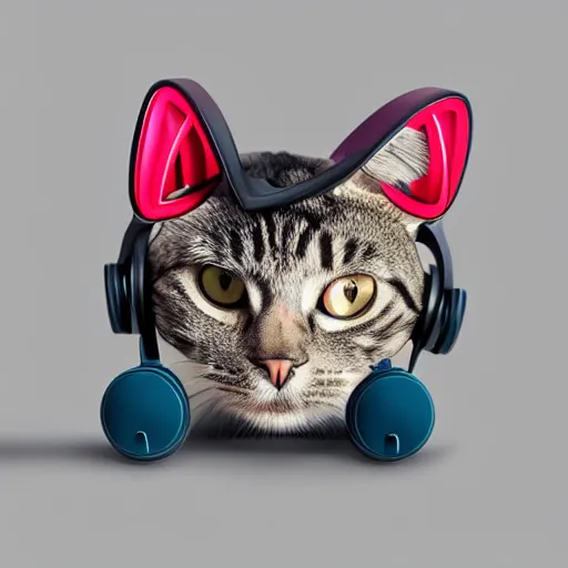 Prompt: artwork of a cat with gaming headphones, by dan mumford, matte painting, hyperrealistic, photorealistic, artstation trending, cmyk