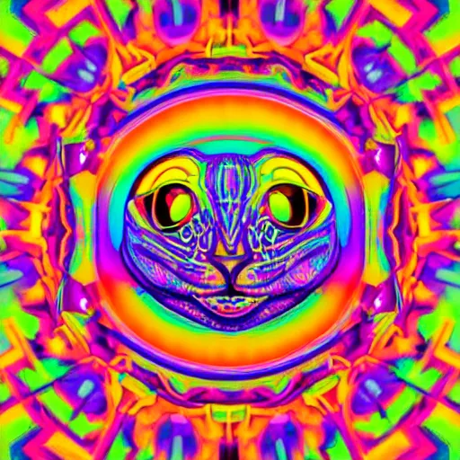 Image similar to a psychedelic neon technicolor portrait illustration of a mouse in geometric kaleidoscopic colors trending on artstation 4 k intricate extremely detailed digital art