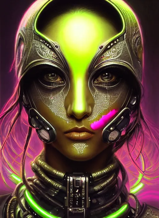 Prompt: closeup portrait shot of cyber a beautiful girl wearing a bandana mask in a scenic dystopian neon environment, intricate, elegant, highly detailed, centered, digital painting, artstation, concept art, smooth, sharp focus, illustration, artgerm, tomasz alen kopera, peter mohrbacher, donato giancola, joseph christian leyendecker, wlop,