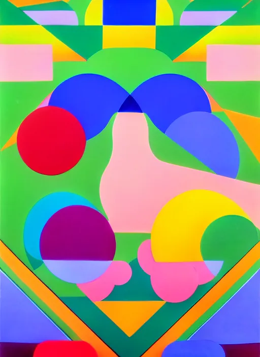 Image similar to inflated geometric shapes by shusei nagaoka, kaws, david rudnick, pastell colours, airbrush on canvas, cell shaded, 8 k