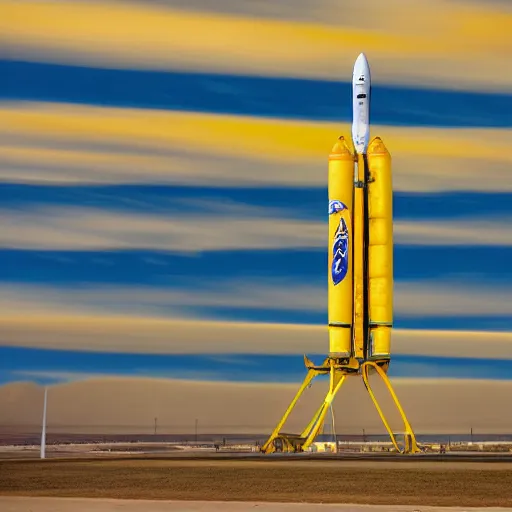 Image similar to a banana rocket on launch pad at jiuquan satellite launch center ( jslc )