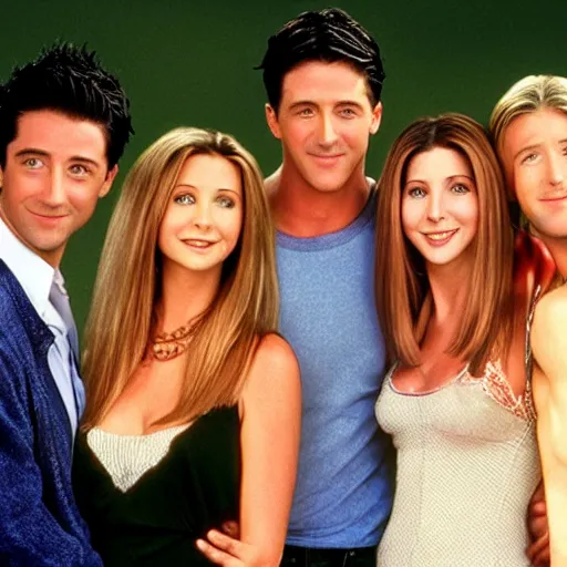 Prompt: the cast of friends and their skin is melting