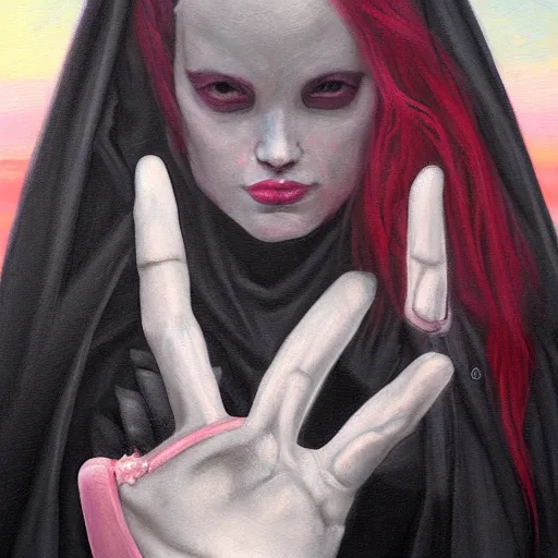 Prompt: pinkie pie as a sith lord, painting by Monia Merlo