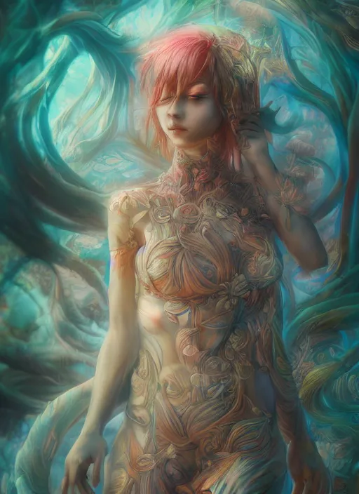 Image similar to dreamscape, female, ross tran, vivid colors, anatomical, highly detailed sculpture, intricate detailed, ommatidia, 8 k, cinematic atmosphere, post - processing