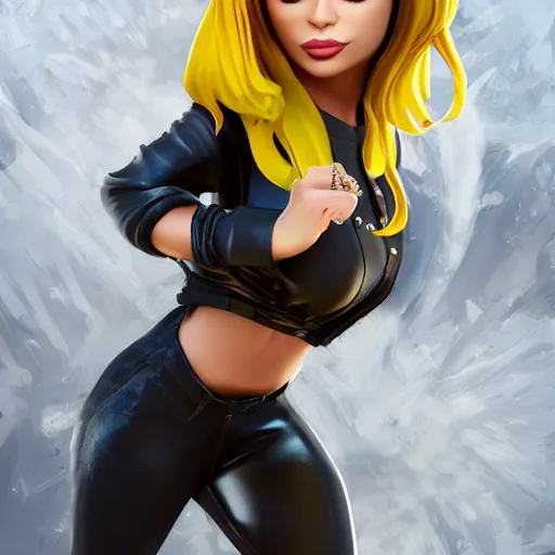 Image similar to portait of haifa wehbe, yellow hair, hd, centred, unreal engine, fortnite style