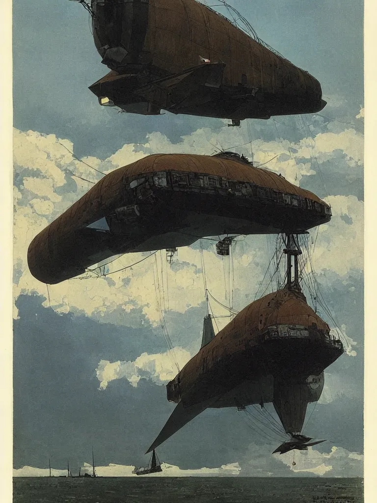 Prompt: a large dieselpunk airship standing over a white church in russia in 1 9 1 0, by winslow homer