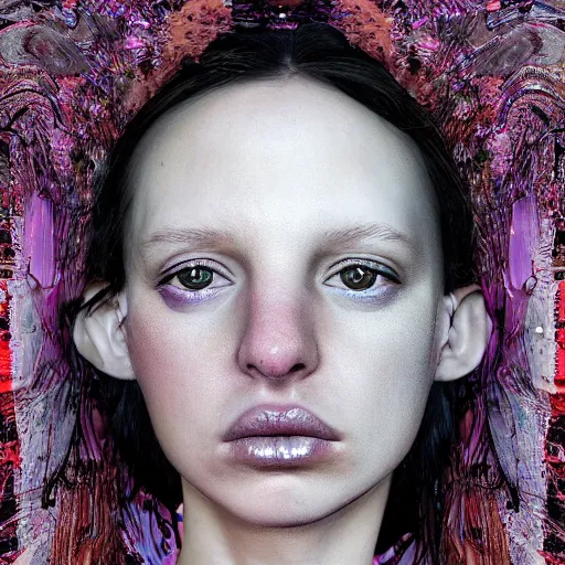 Prompt: angel girl face portrait in the style of iris van herpen