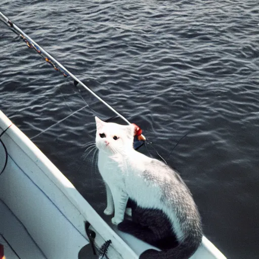 Image similar to fisherman cat fishing from boat, 35 mm photo