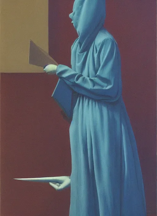 Image similar to woman with a paper bag over the head and a sward Edward Hopper and James Gilleard, Zdzislaw Beksinski, Steven Outram highly detailed