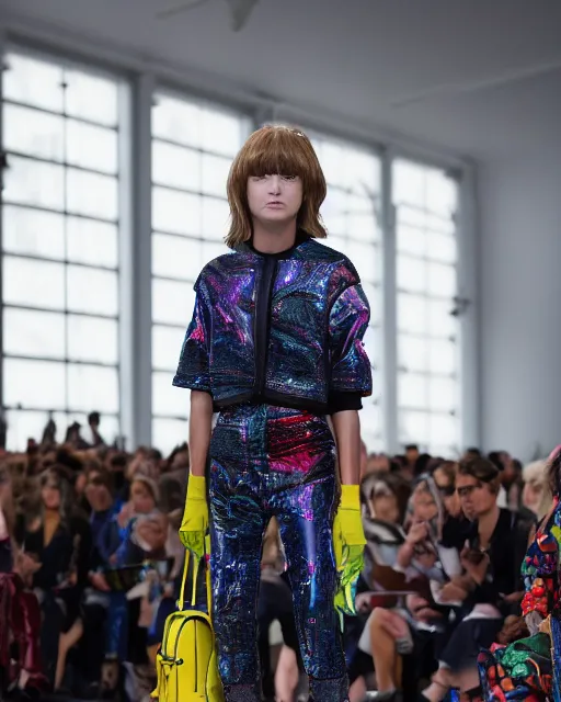 Image similar to hyperrealistic and heavy detailed balenciaga runway show of stranger things in the year 2122 , Leica SL2 50mm, vivid color, high quality, high textured