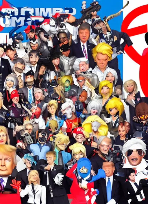 Image similar to donald trump instagram overwatch character photo shoot