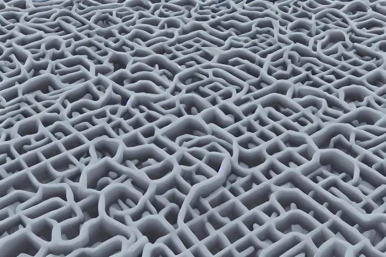 Prompt: a 3 d render of deep rolling interleaved rolls of plasticine melded together into fractal lattices enclosed by a crystalline dome. dmt, machine elves, 8 k, octane render