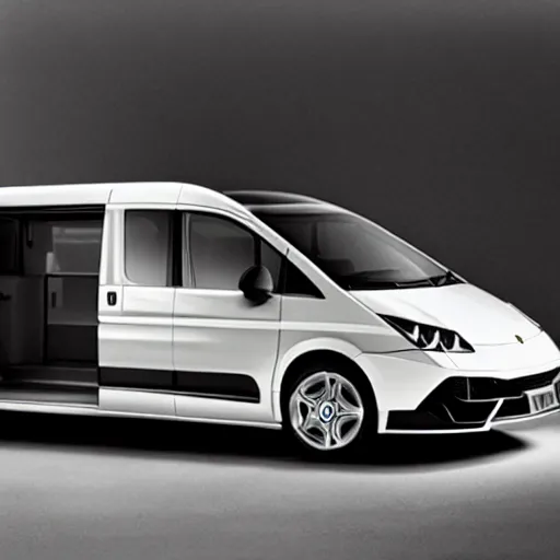 Prompt: A van designed and produced by Lamborghini, promotional photo