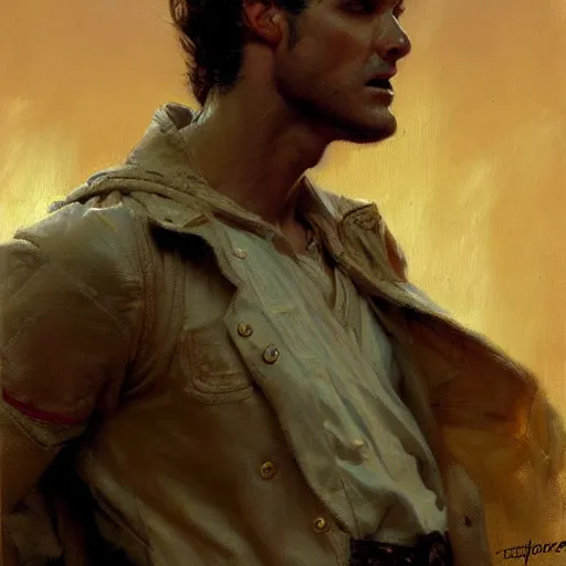 Image similar to attractive male, character design. highly detailed painting by gaston bussiere, craig mullins, j. c. leyendecker, mid shot, 8 k