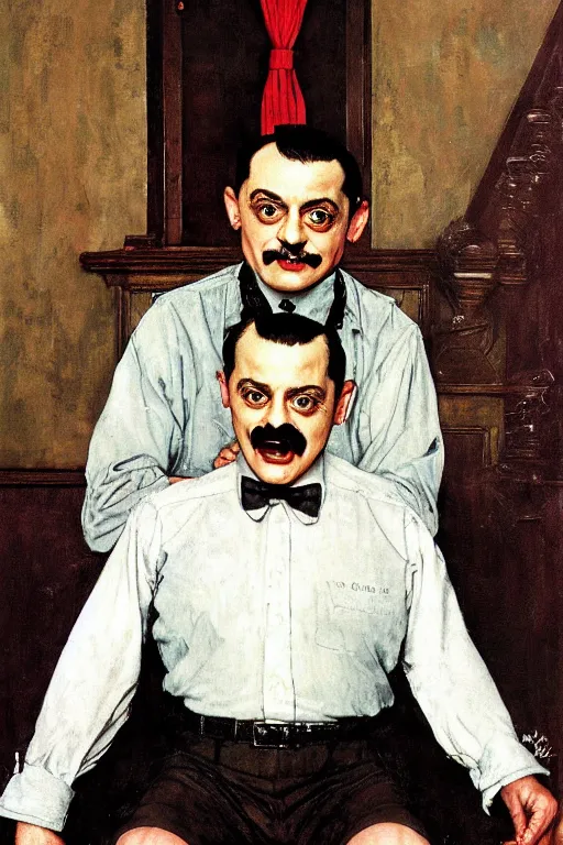 Image similar to portrait of gomez addams from the addams family painted by norman rockwell