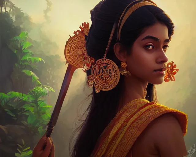 Prompt: beautiful sri lankan girl, photography of kurzgesagt, deep focus, d & d, fantasy, intricate, elegant, highly detailed, digital painting, artstation, concept art, matte, sharp focus, illustration, hearthstone, art by artgerm and greg rutkowski and alphonse mucha