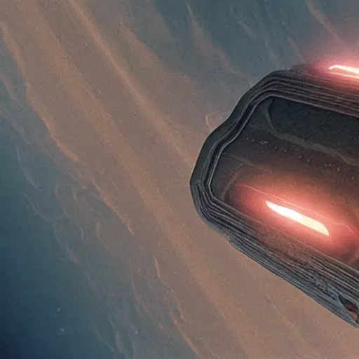 Image similar to giant mothership spacecraft, dune style, denis villeneuve