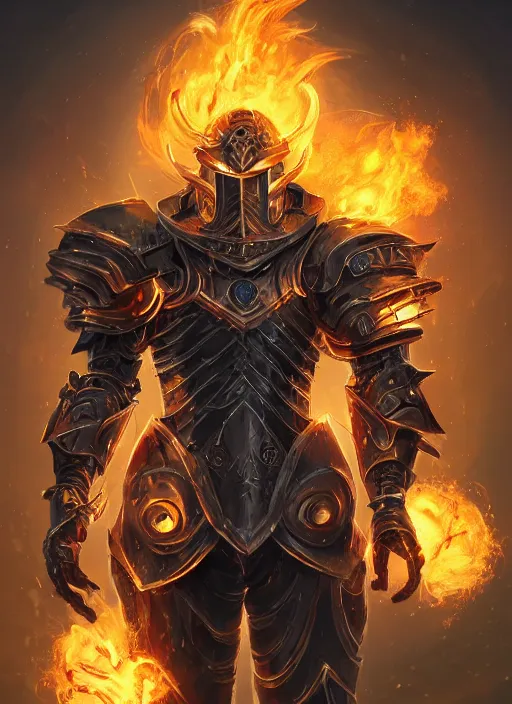 Prompt: a highly detailed illustration of cyber knight with flaming plume, dramatic battle standing pose, intricate mechanical armor, intricate, elegant, highly detailed, centered, digital painting, artstation, concept art, smooth, sharp focus, league of legends concept art, WLOP
