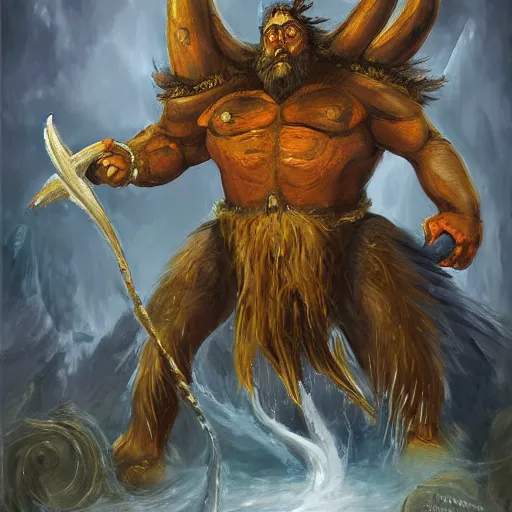 Image similar to north mythology concept art painting of ymir the ancestor of all giants