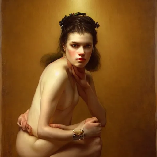 Image similar to highly detailed oil painting | very intricate | cinematic lighting | award - winning | portrait of jazzybit rouvier | by roberto ferri, by tom bagshaw, by j. c. leyendecker and klimt, american romanticism, by austin osman spare, artstation, cgsociety, official art, octane