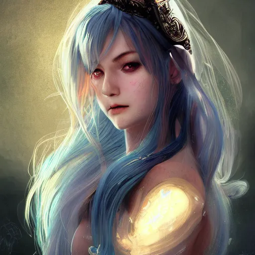 Prompt: fantasy cleric, character portrait, pretty bunnygirl, blue hair, elegant robes, face, very pretty face, cinematic lighting, hyper-detailed, cgsociety, 8k, high resolution, in the style of Charlie Bowater, Tom Bagshaw, single face, symmetrical, headshot photograph, insanely detailed and intricate, beautiful, elegant, cinematic, portrait, Raphaelite, headroom, artstation